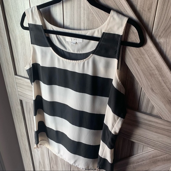 Loft Business Casual Tank Top - Cream & Black Stripes - Picture 3 of 6